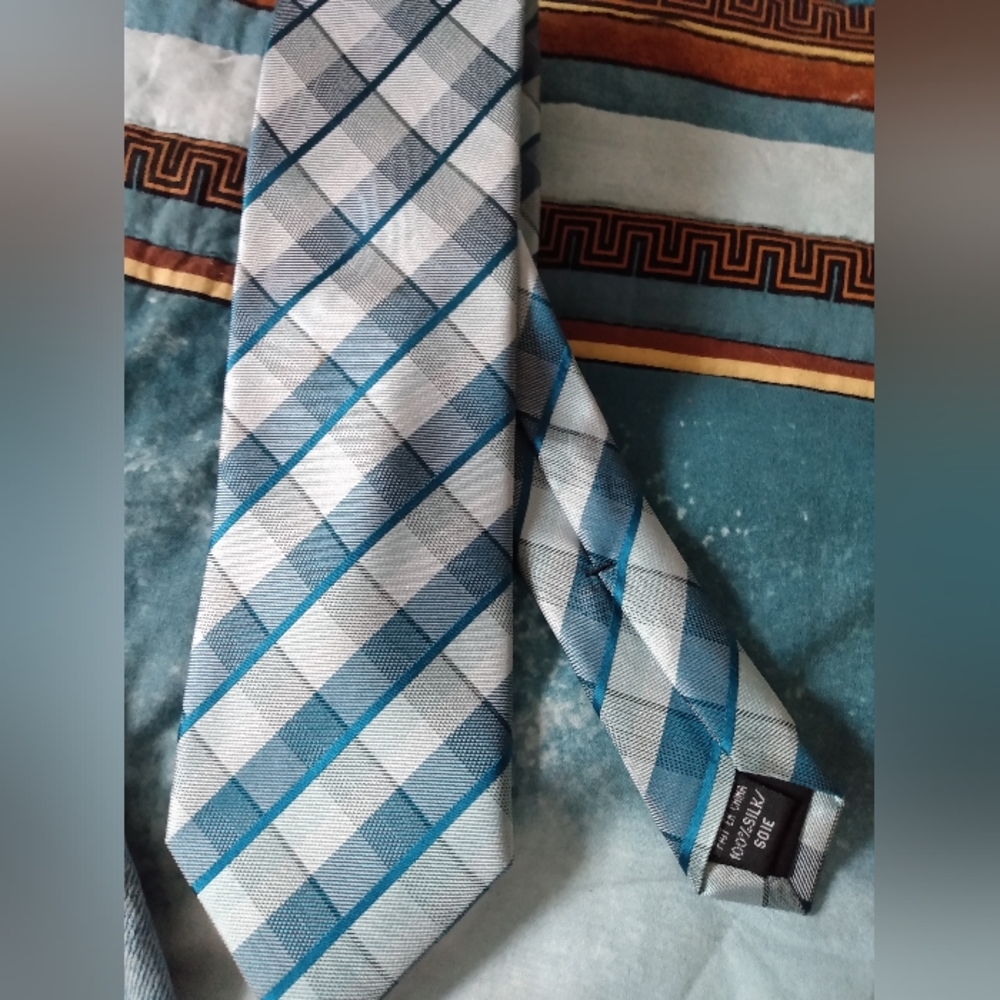 Men's Teal Plaid Tie